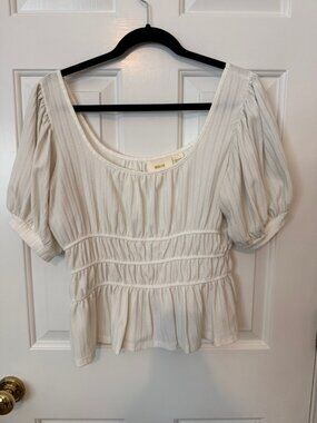 Anthropologie Maeve Puff Sleeve Scoop Neck Top_Size Med